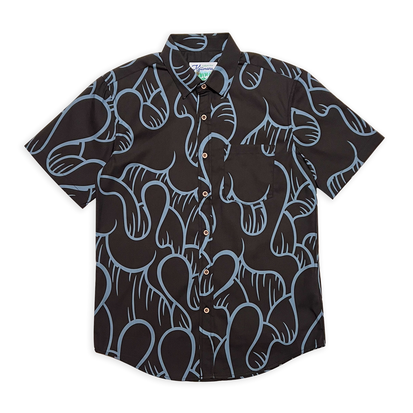 "He'enalu" Aloha Shirt (Black)