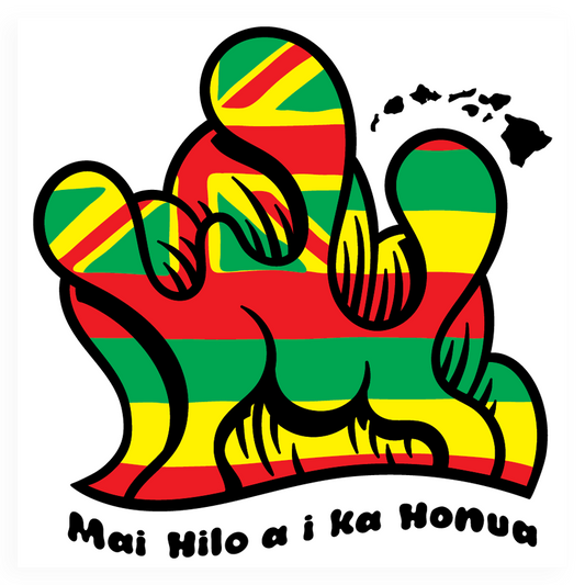 Hawaiian Flag Wave Logo Sticker (Rasta)