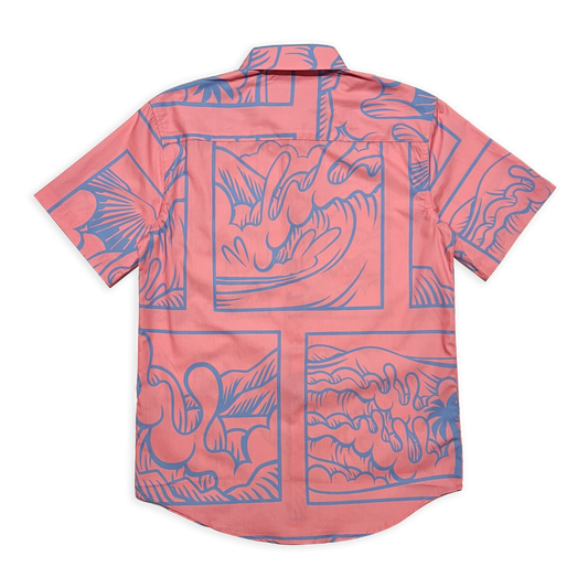 "Surf Breaks" Aloha Shirt (Pink)