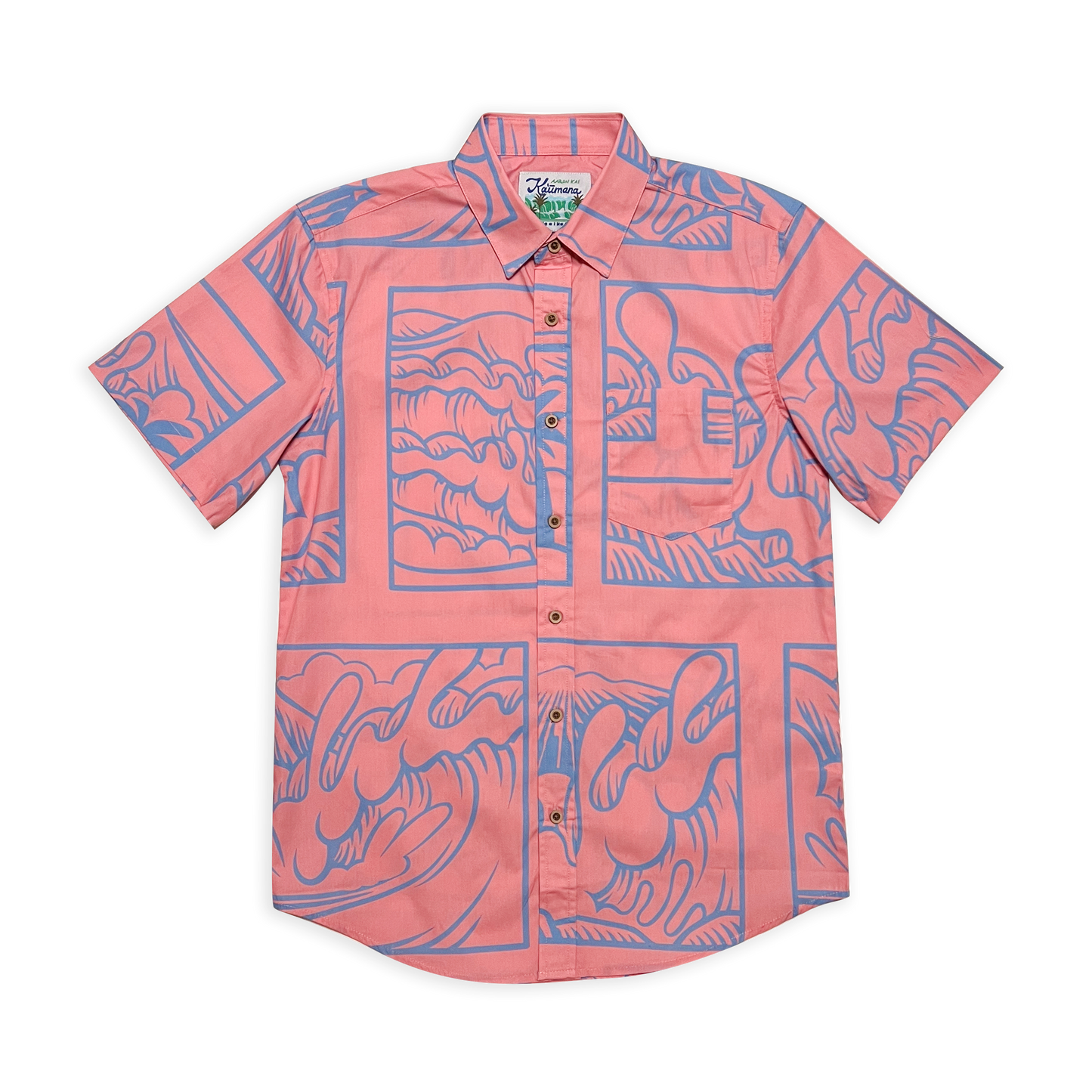 "Surf Breaks" Aloha Shirt (Pink)