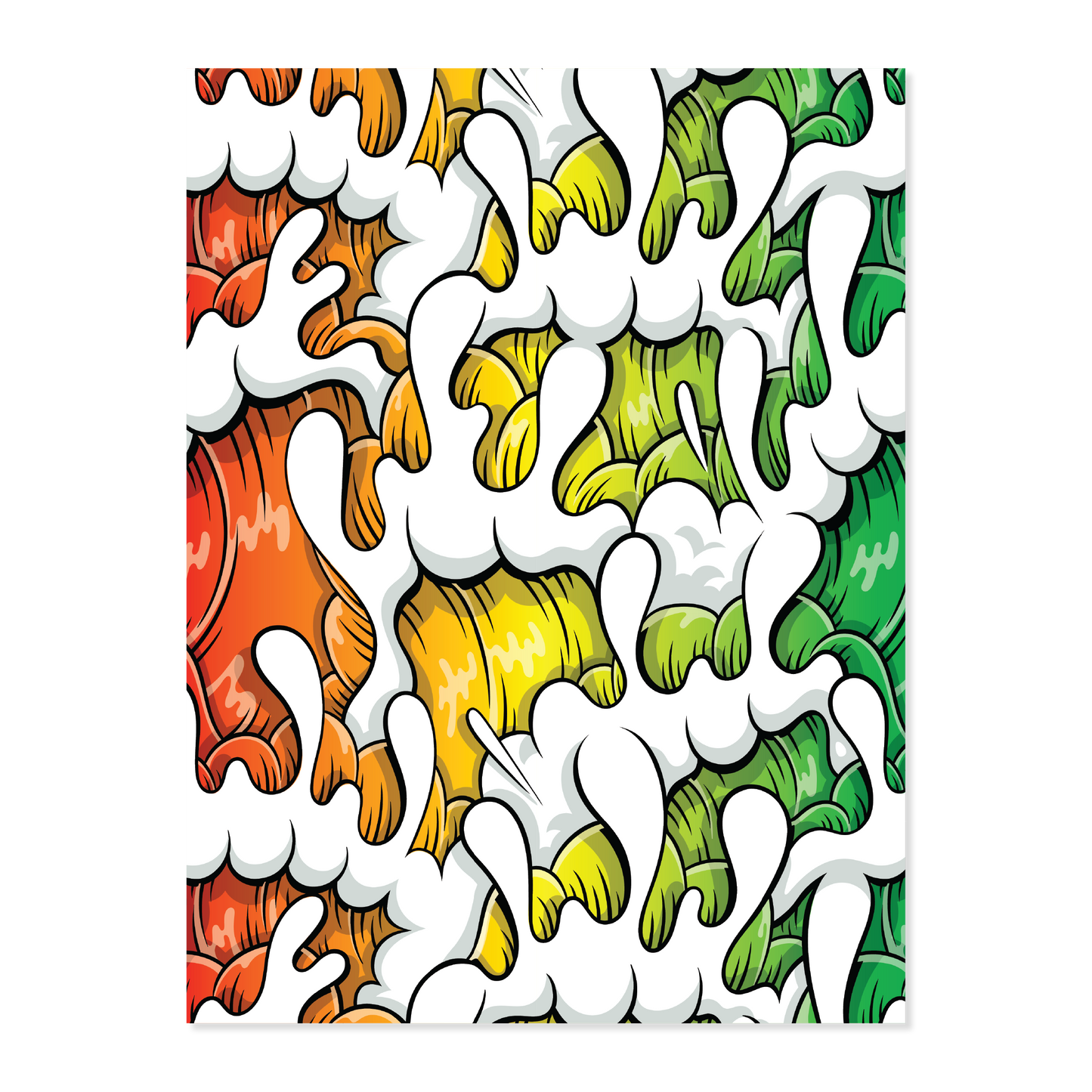 Gradient Wave Print "Rasta" 18x24"