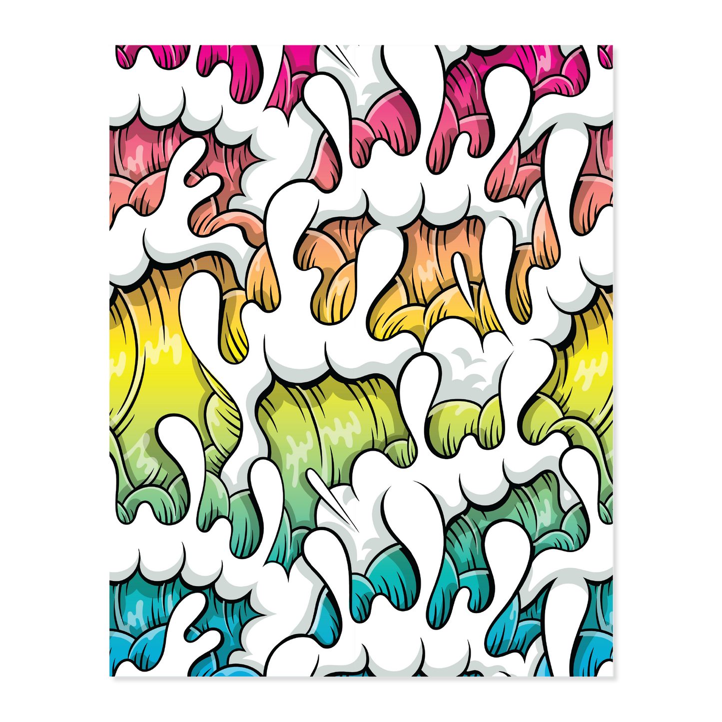 Gradient Wave Print "Ice Shave" 18x24"