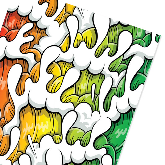 Gradient Wave Print "Rasta" 18x24"