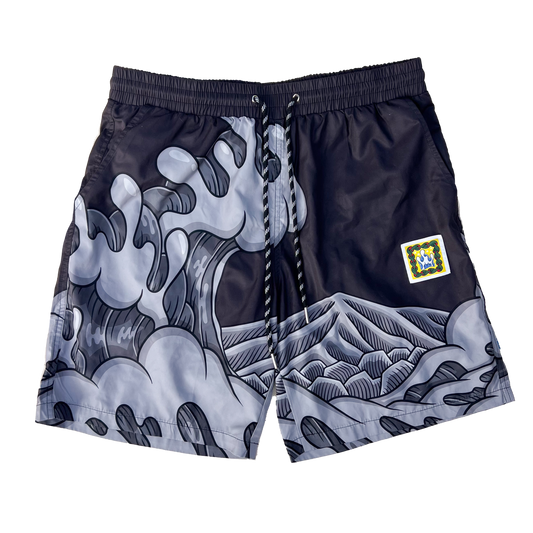 Hokusai Wave Shorts (Black)