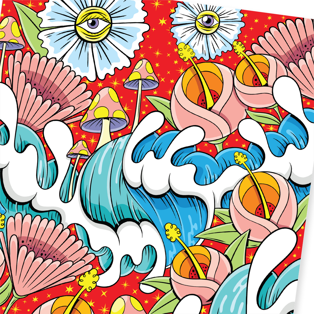 Mushroom Dreaming (Red) 18x24"