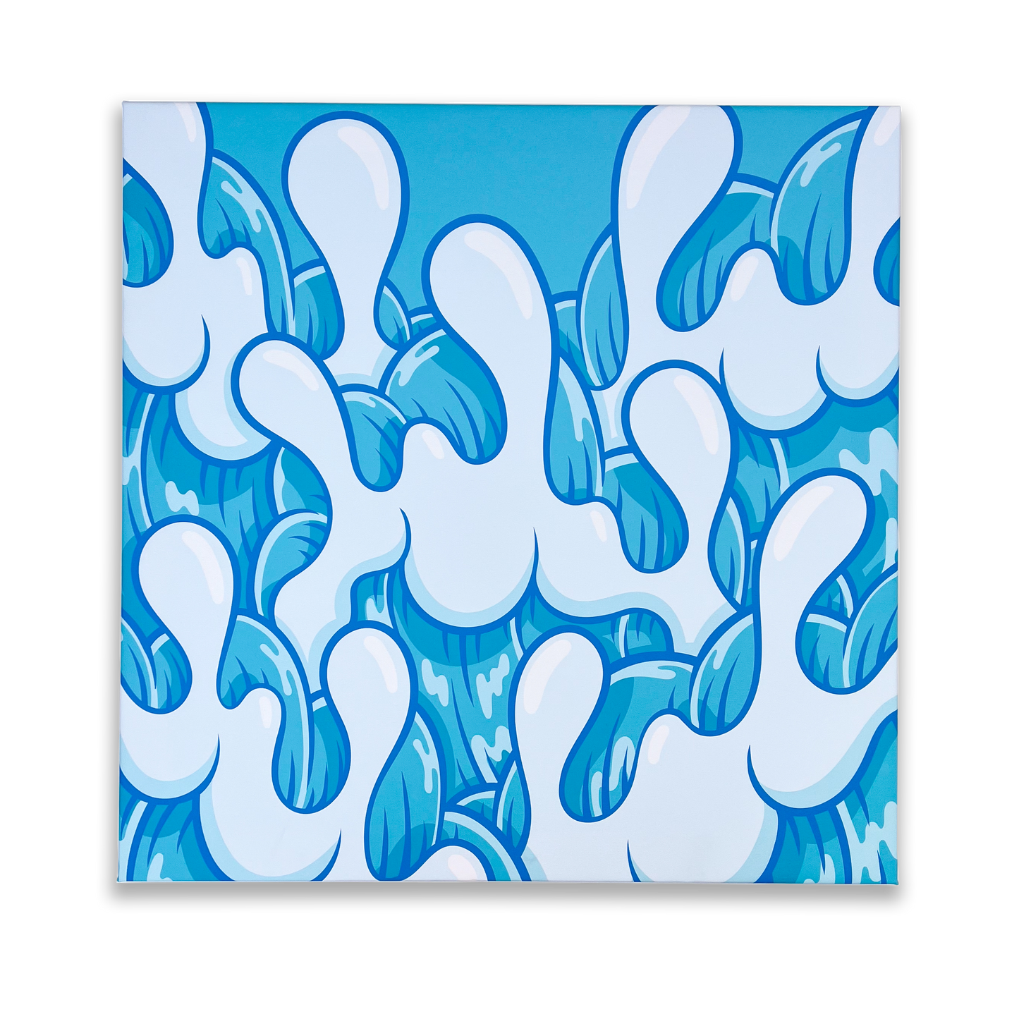 "Blue Square Wave" Stretched Canvas