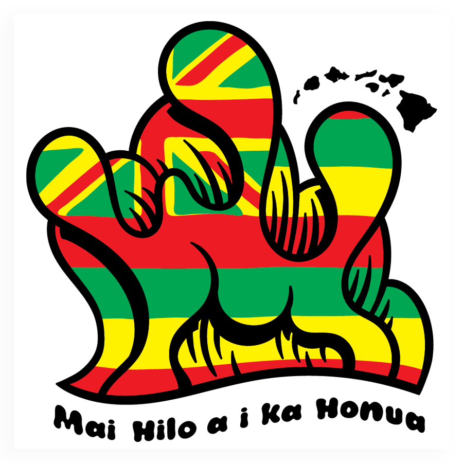 Hawaiian Flag Wave Logo Sticker (Rasta)